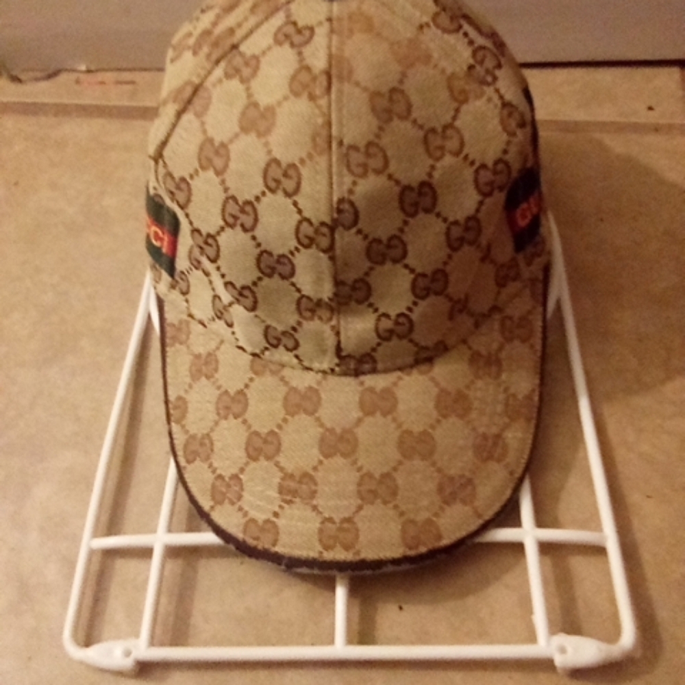 Gucci Tan Monogram Cap with Brown Accents